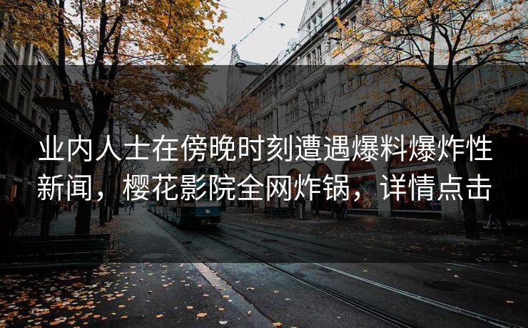 业内人士在傍晚时刻遭遇爆料爆炸性新闻，樱花影院全网炸锅，详情点击